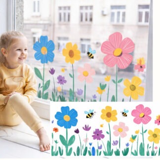 NAKLEJKI NA OKNO KWIATKI WIOSNA 30x60cm