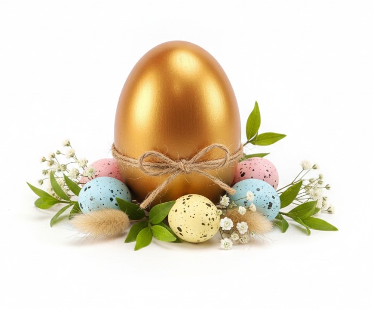 JAJKO WIELKANOCNE CERAMICZNE ZŁOTE 10x8cm - obrazek 3