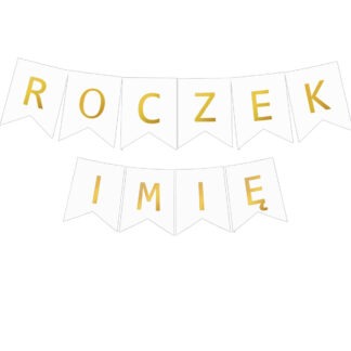 BANER NAPIS ROCZEK + IMIĘ / kolor: BIAŁO – ZŁOTY