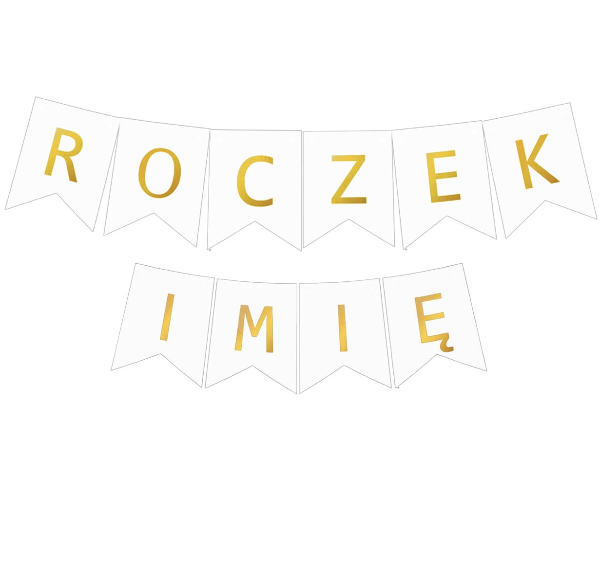 BANER NAPIS ROCZEK + IMIĘ / kolor: BIAŁO – ZŁOTY