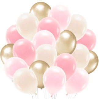 ZESTAW BALONÓW kolor: KREMOWY, RÓŻOWY, JASNY ZŁOTY CHROM, 20szt