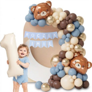 GIRLANDA ROCZEK BR/BEŻ/BŁ MIŚ + IMIĘ