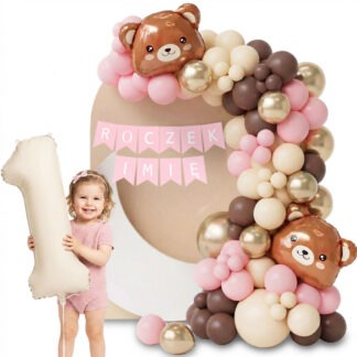 GIRLANDA ROCZEK BR/BEŻ/RÓŻ MIŚ + IMIĘ