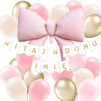 ZESTAW WITAJ W DOMU Z KOKARDKĄ + IMIĘ / kolor: RÓŻOWY