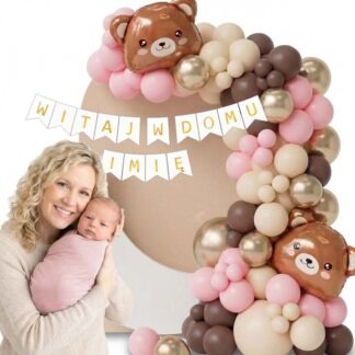 GIRLANDA WITAJ W DOMU MIŚ RÓŻOWA + IMIĘ