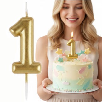 ŚWIECZKA CYFRA 1 ZŁOTA METALICZNA VP