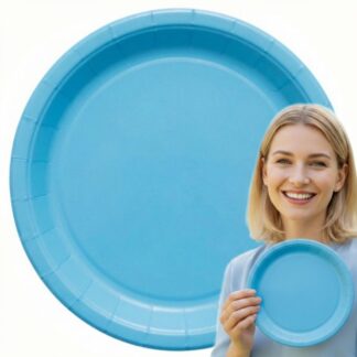 TALERZYKI PAPIEROWE BŁĘKITNE 18cm 8szt.