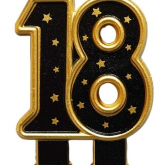 ŚWIECZKA 18 CZARNA ZŁOTE GWIAZDKI