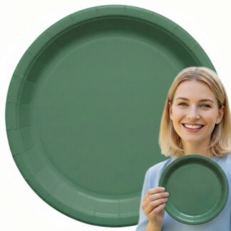 TALERZYKI PAPIEROWE CIEMNOZIELONE 18cm 8szt.
