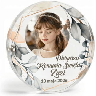 PERSONALIZOWANE PODZIĘKOWANIE NA KOMUNIĘ DLA GOŚCI: MAGNES PLEXI / wzór: 1