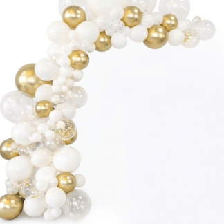 GIRLANDA BALONOWA BIAŁO ZŁOTA TRANSPARENT BOHO