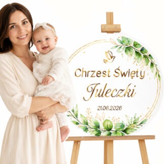 TABLICA POWITALNA CHRZEST BOHO PERSONALIZOWANA IMIĘ