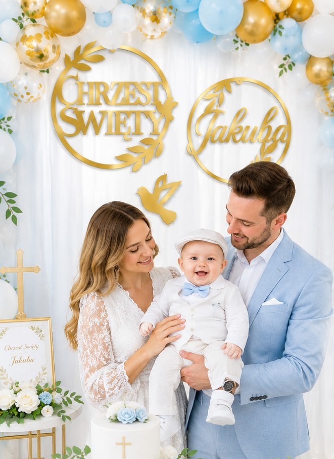 DEKORACJA CHRZEST ŚWIĘTY KOŁA IMIĘ ZŁOTE - obrazek 8