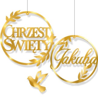 DEKORACJA CHRZEST ŚWIĘTY KOŁA IMIĘ ZŁOTE