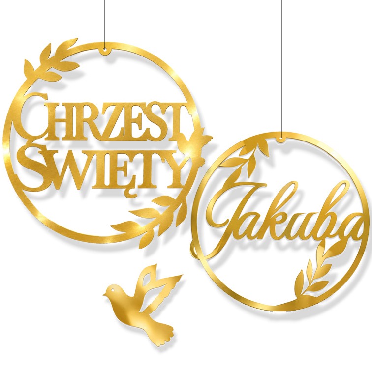 DEKORACJA CHRZEST ŚWIĘTY KOŁA IMIĘ ZŁOTE