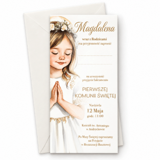 ZAPROSZENIA NA KOMUNIĘ DLA DZIEWCZYNKI PERSONALIZOWANE 6szt